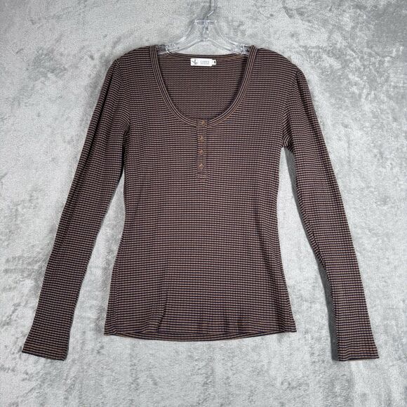 Carve Designs Shirt Womens Small Blue Brown Henley Everyday Casual Athleisure - Picture 2 of 8